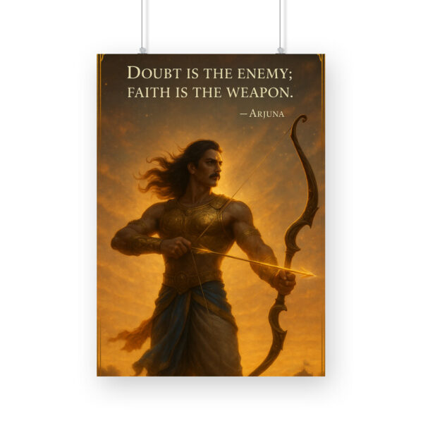 Arjuna Poster – “Doubt is the Enemy” Archery Warrior Quote Art