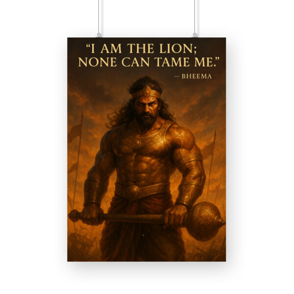 Bheema Poster – “I Am the Lion” Warrior Strength Quote Art
