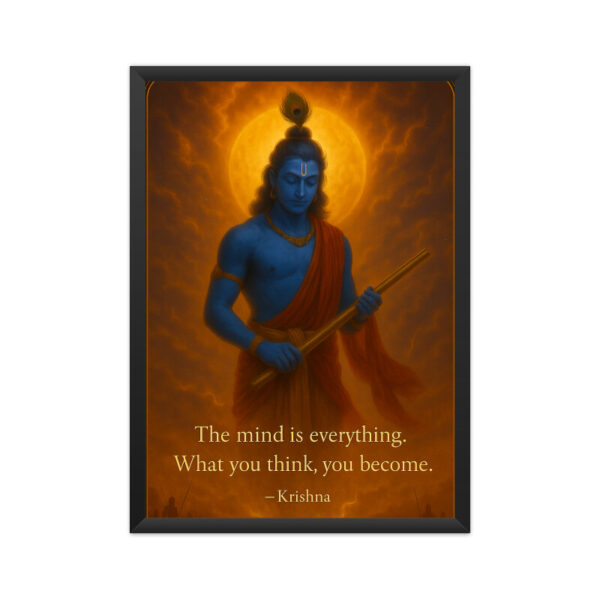 Krishna Poster – “The Mind is Everything” Consciousness Quote Wall Art