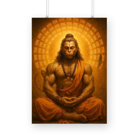 Divine Hanuman Meditation Art Poster