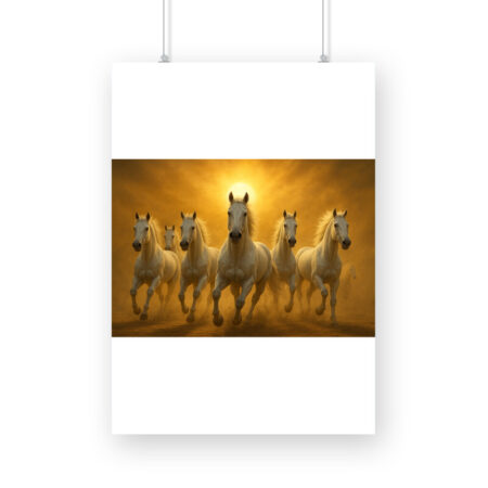 Running White Horses Wall Art Poster