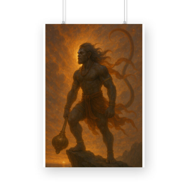 Lord Hanuman Wall Poster for Home Decor | Powerful Bajrangbali Spiritual Art Print